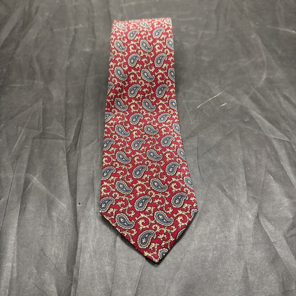 Vtg Giorgio Armani Cravatte Silk Necktie Red Paisley Geometric Medallion Italy